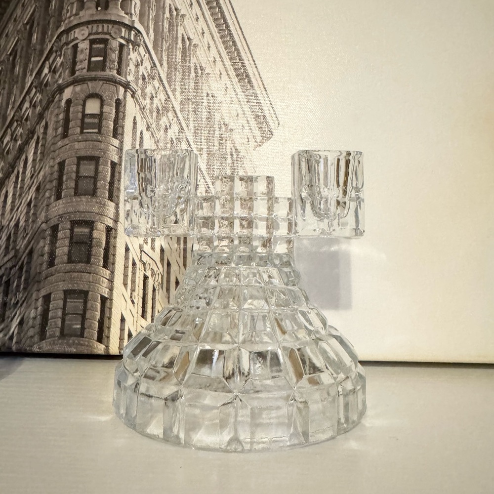 RARE Vintage Paden City Crystal Candleholders Set of 2
